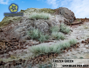 Frozen Green 6mm Static Grass Tufts – Self-Adhesive Wargaming Terrain Flock for Bases, Dioramas, Miniatures