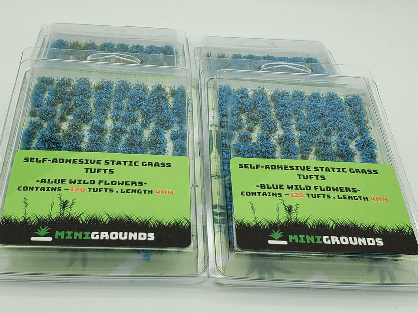 Self-Adhesive Static grass Tufts, 4mm, Blue Wildflowers - MiniGrounds