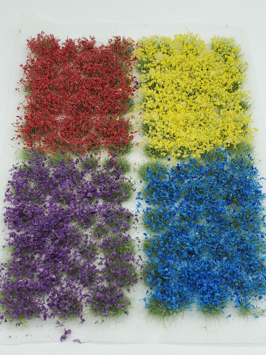 Adhesive Static grass Tufts -4mm- -Mixed Wildflowers-