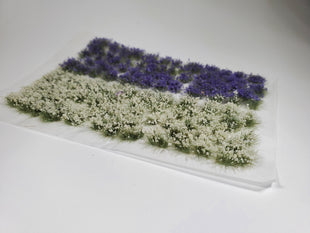 Adhesive Static grass Tufts -4mm- -Violet/White Flowers-