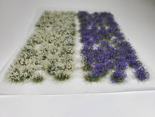 Adhesive Static grass Tufts -4mm- -Violet/White Flowers-