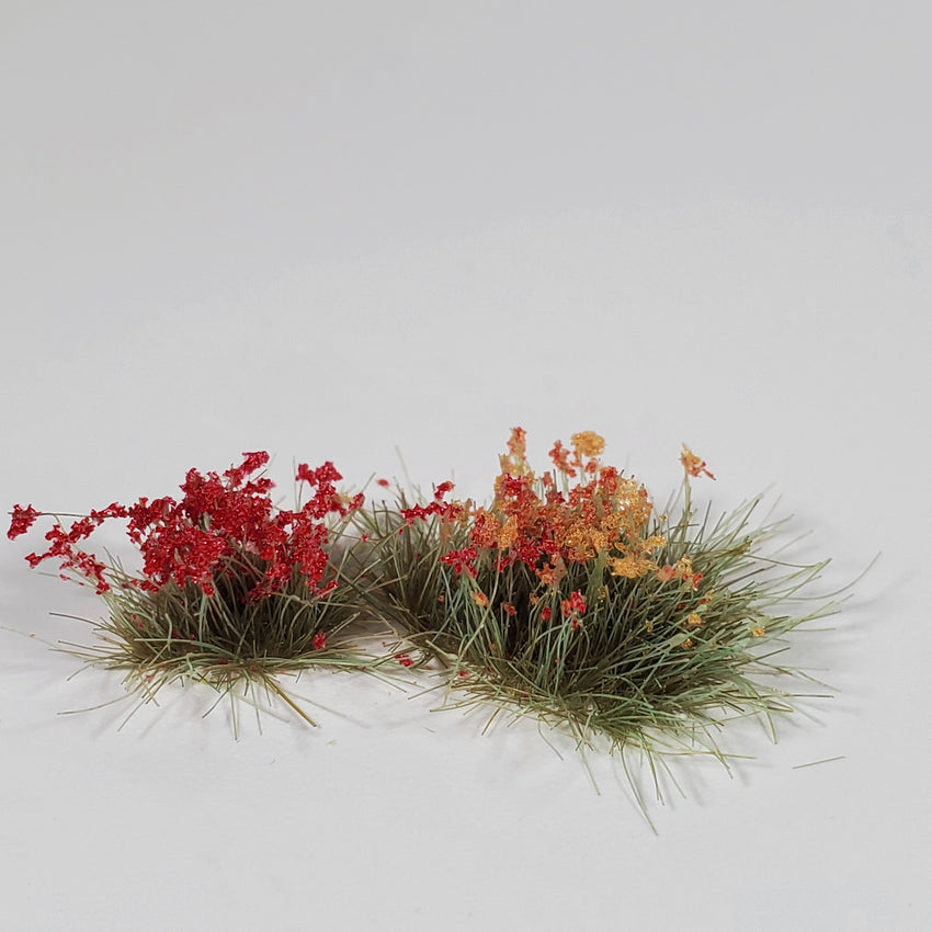 Adhesive Static grass Tufts -6mm- -Red/Orange Flowers-