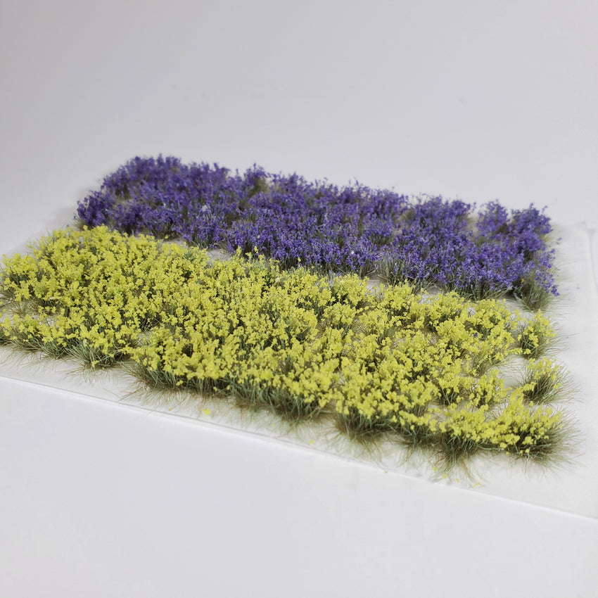 Adhesive Static grass Tufts -6mm- -Violet/Yellow Flowers-