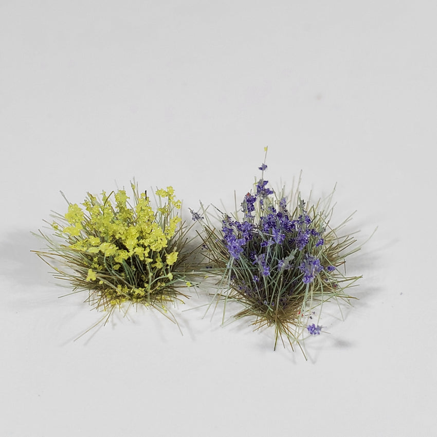 Adhesive Static grass Tufts -6mm- -Violet/Yellow Flowers-