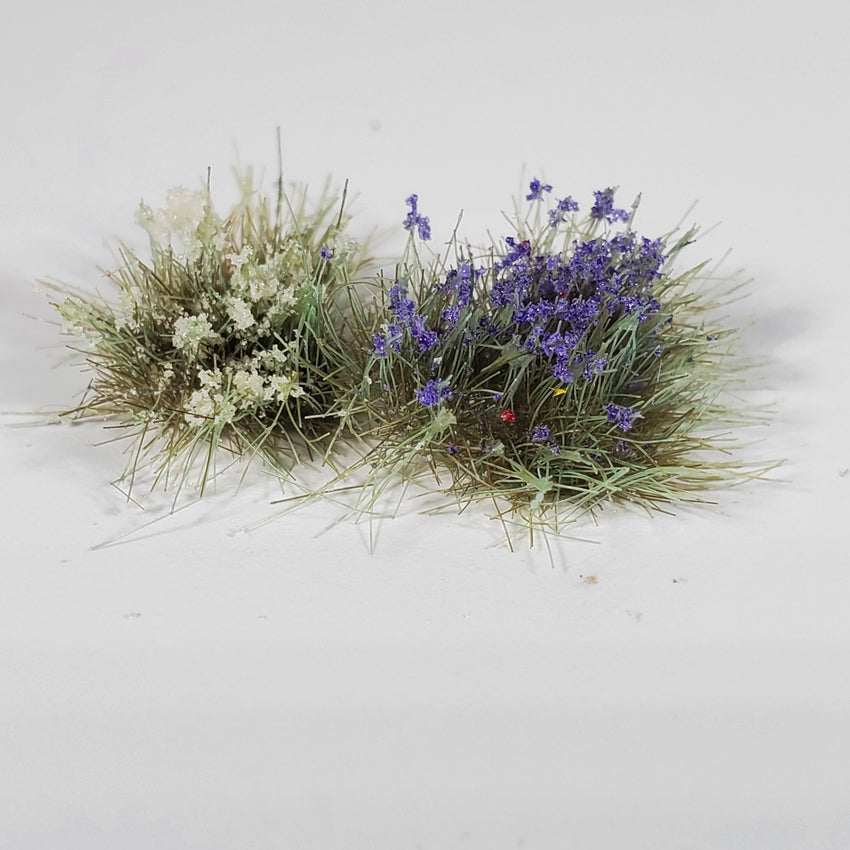 Adhesive Static grass Tufts -6mm- -Violet/White Flowers-