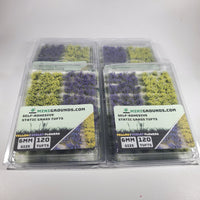 Adhesive Static grass Tufts -6mm- -Violet/Yellow Flowers-