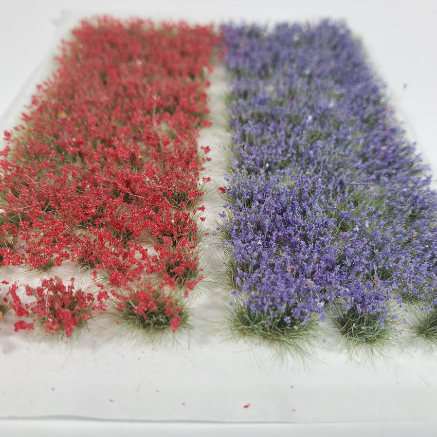 Adhesive Static grass Tufts -6mm- -Violet/Red Flowers-