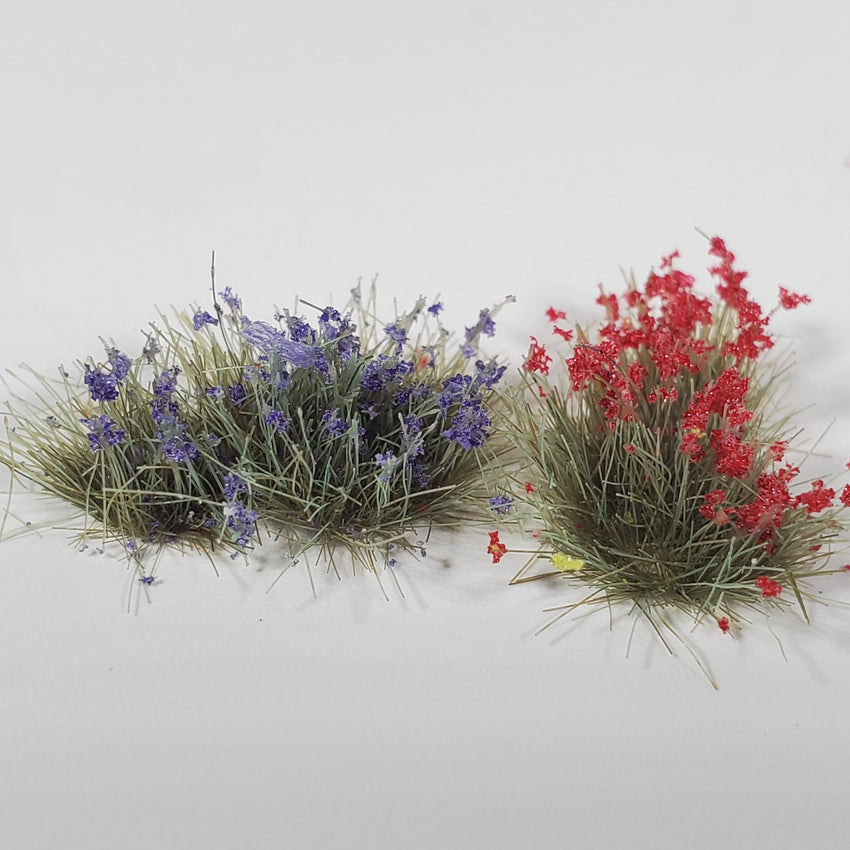 Adhesive Static grass Tufts -6mm- -Violet/Red Flowers-