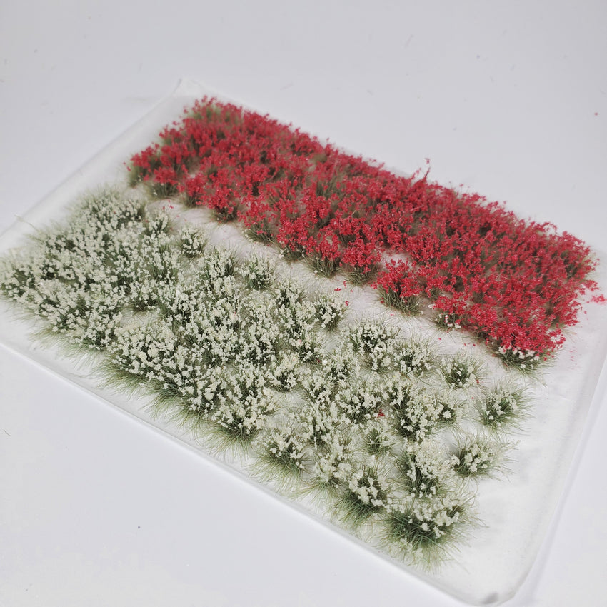 Adhesive Static grass Tufts -6mm- -Red/White Flowers-